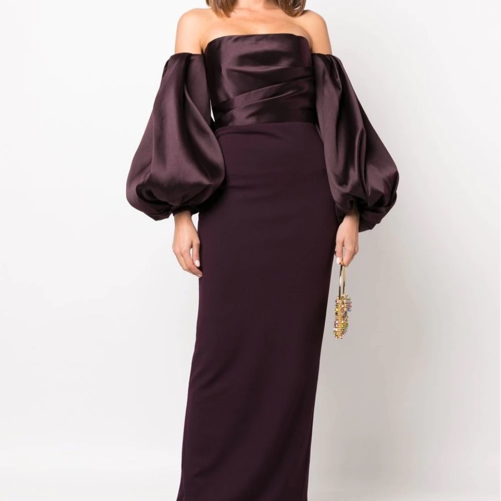 Solace London Carmen off-shoulder evening dress